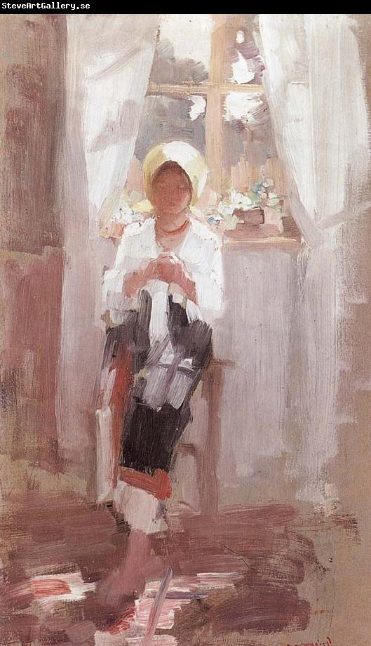 Nicolae Grigorescu Peasant Sewing by the Window